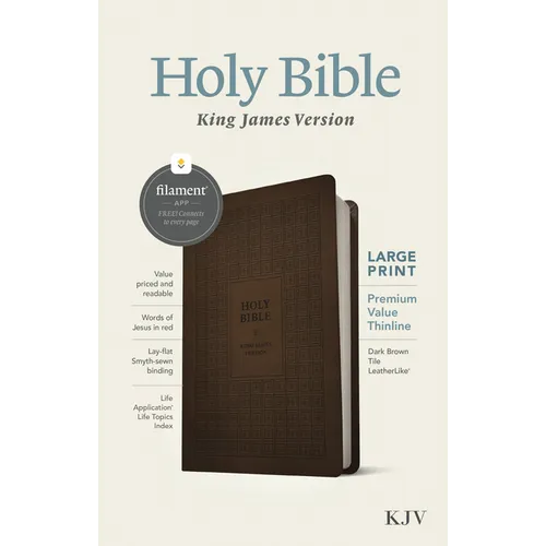 KJV Large Print Premium Value Thinline Bible, Filament Enabled (Leatherlike, Dark Brown Tile, Red Letter)