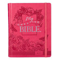KJV Holy Bible, My Creative Bible, Faux Leather Hardcover - Ribbon Marker, King James Version, Pink Floral W/Elastic Closure