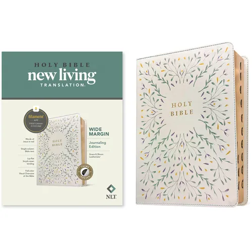 NLT Wide Margin Bible, Filament Enabled (Leatherlike, Grace & Bloom, Indexed, Red Letter)
