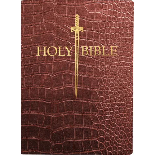 KJV Sword Bible, Large Print, Walnut Alligator Bonded Leather, Thumb Index: (Red Letter, Burgundy, 1611 Version)