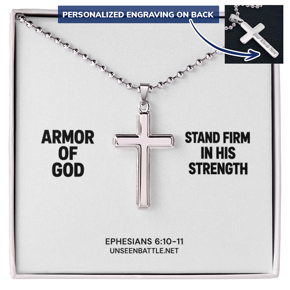 Personalized Armor of God Cross Necklace – Ball Chain