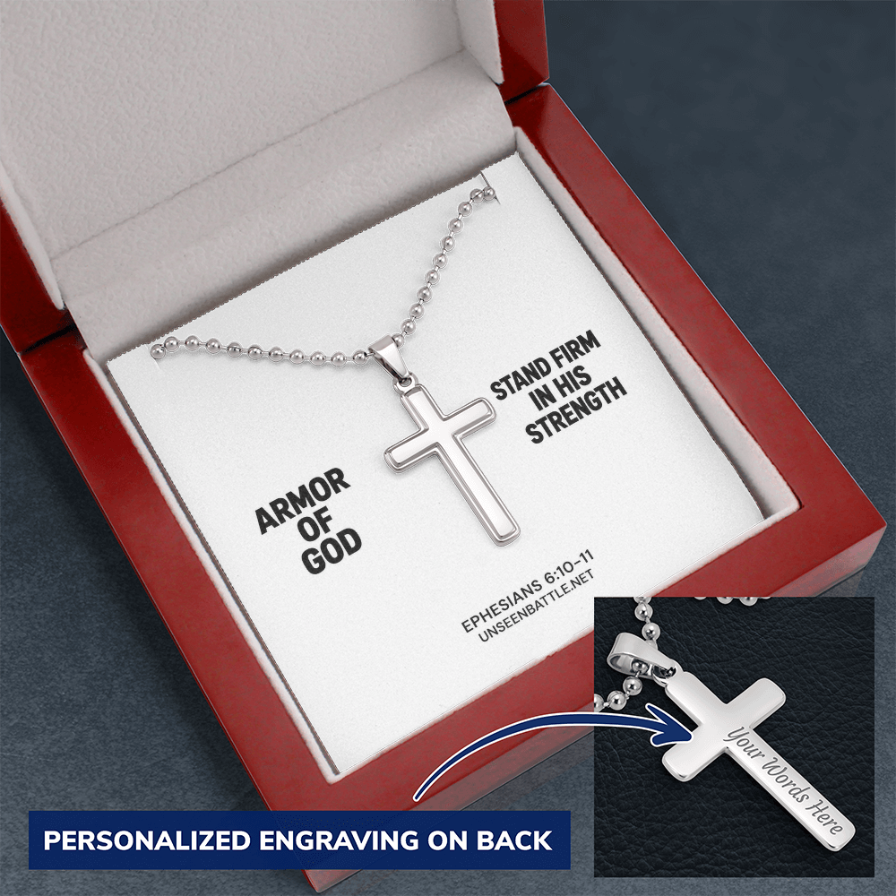 Personalized Armor of God Cross Necklace – Ball Chain
