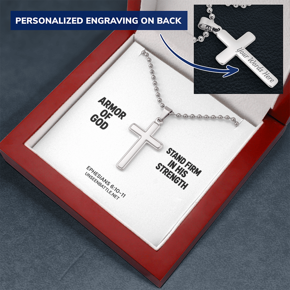 Personalized Armor of God Cross Necklace – Ball Chain