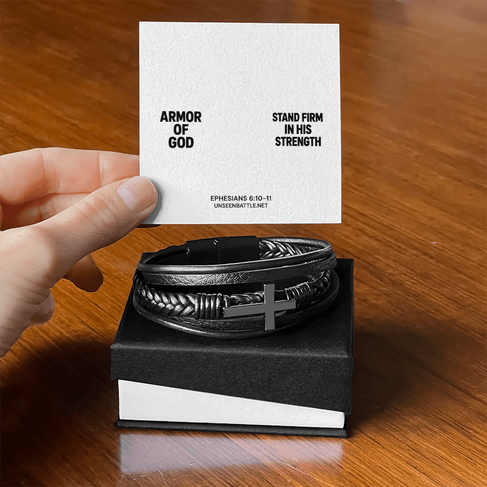 Armor of God Cross Bracelet – Braided Vegan Leather