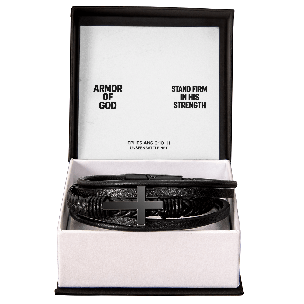 Armor of God Cross Bracelet – Braided Vegan Leather