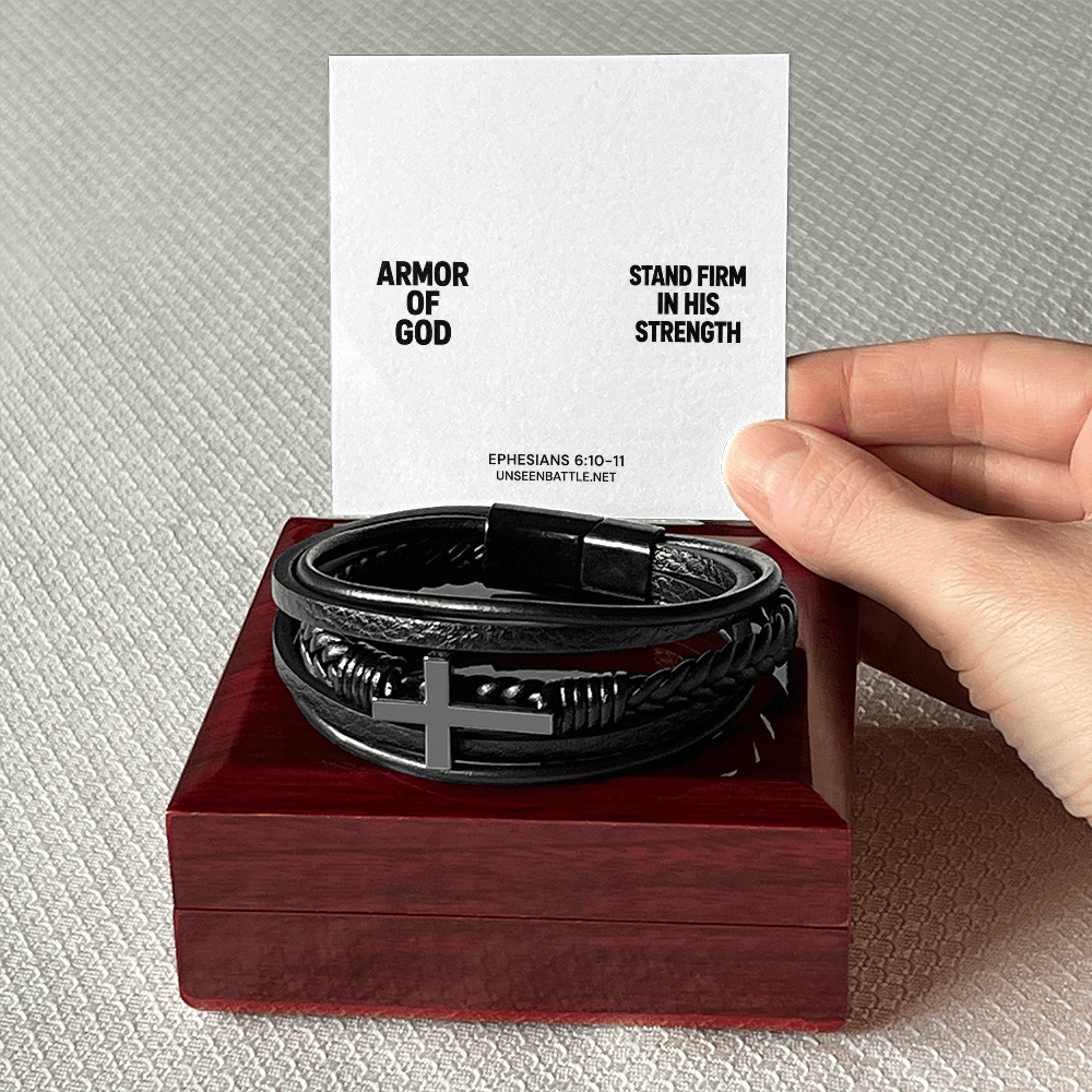 Armor of God Cross Bracelet – Braided Vegan Leather