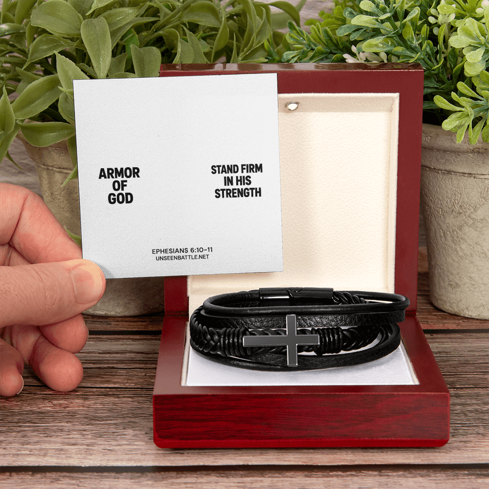 Armor of God Cross Bracelet – Braided Vegan Leather