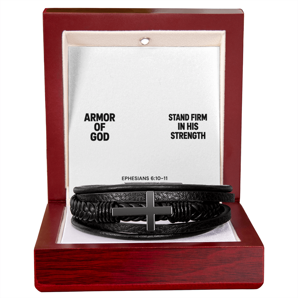 Armor of God Cross Bracelet – Braided Vegan Leather