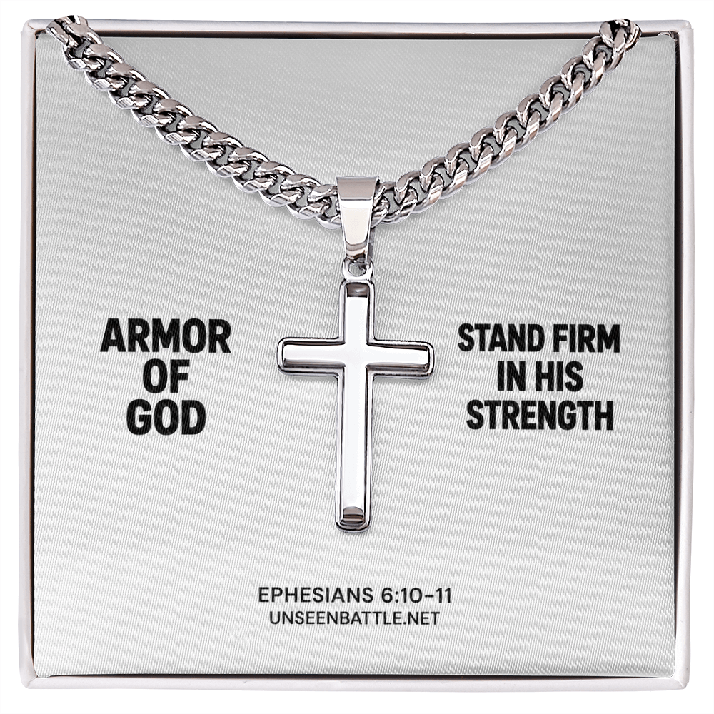 Armor of God Cross Necklace – Cuban Link Chain
