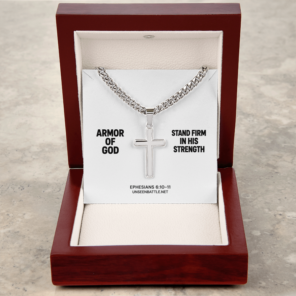 Armor of God Cross Necklace – Cuban Link Chain