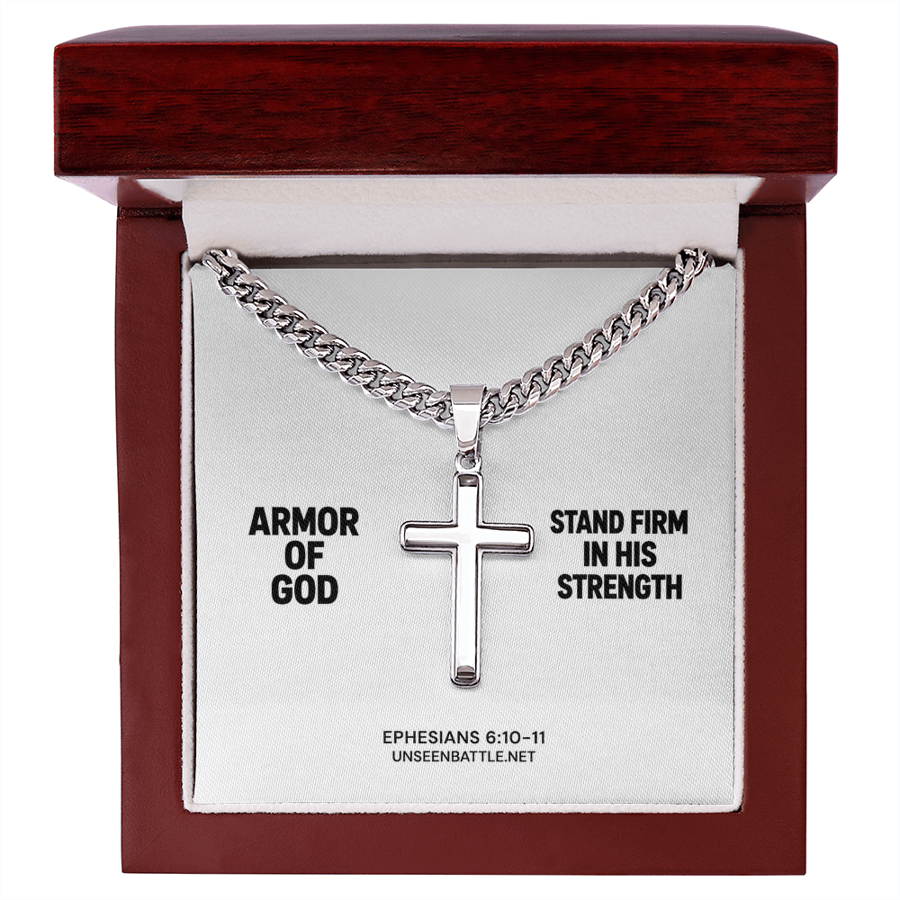 Armor of God Cross Necklace – Cuban Link Chain