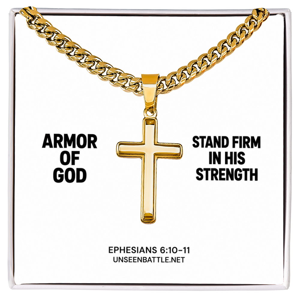 Armor of God Cross Necklace – Cuban Link Chain