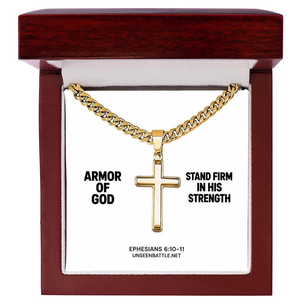 Armor of God Cross Necklace – Cuban Link Chain