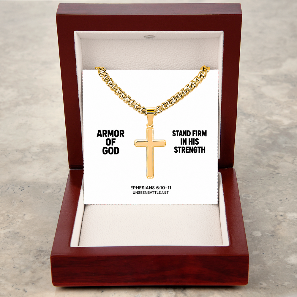 Armor of God Cross Necklace – Cuban Link Chain