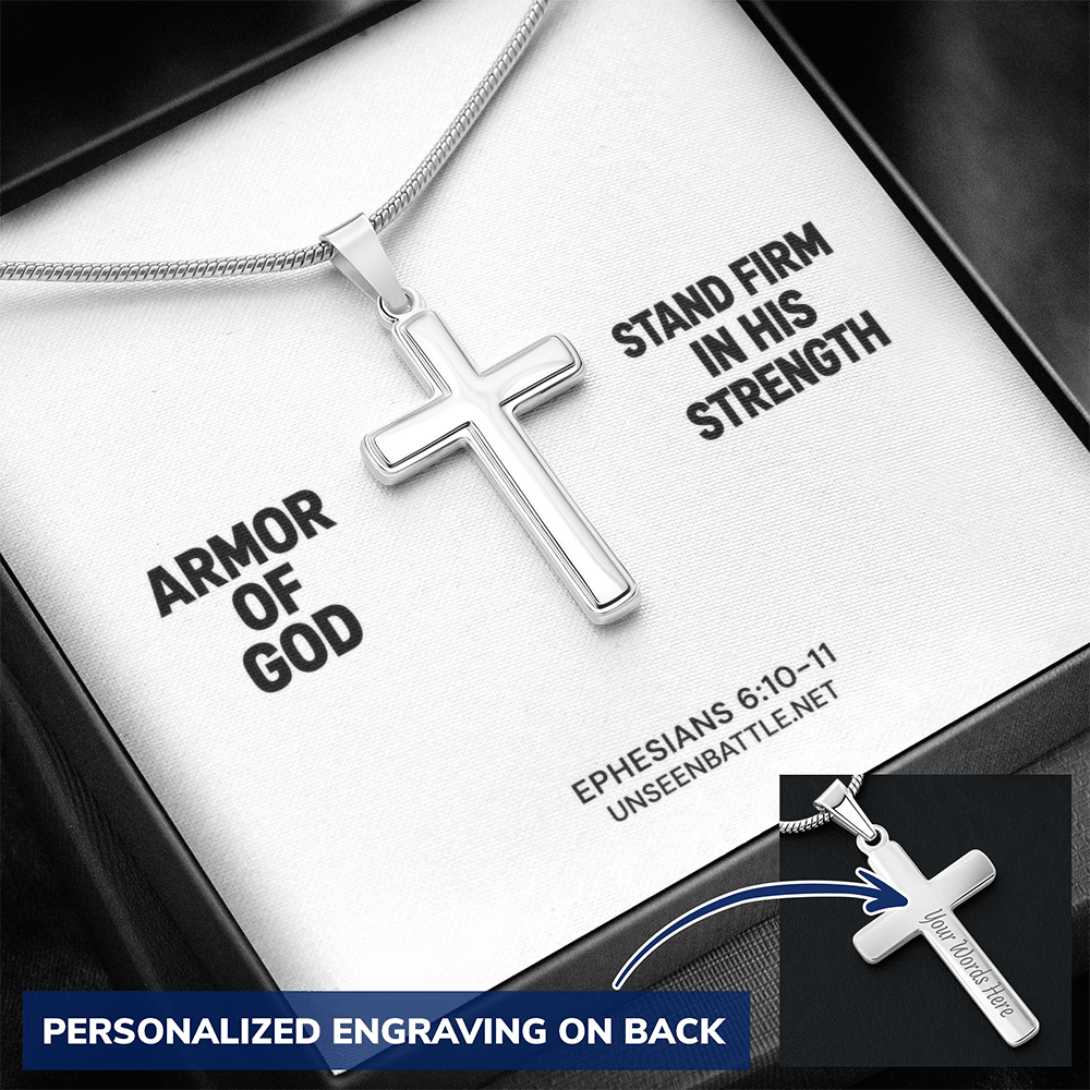 Personalized Armor of God Cross Necklace – Snake Chain