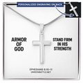 Personalized Armor of God Cross Necklace – Snake Chain