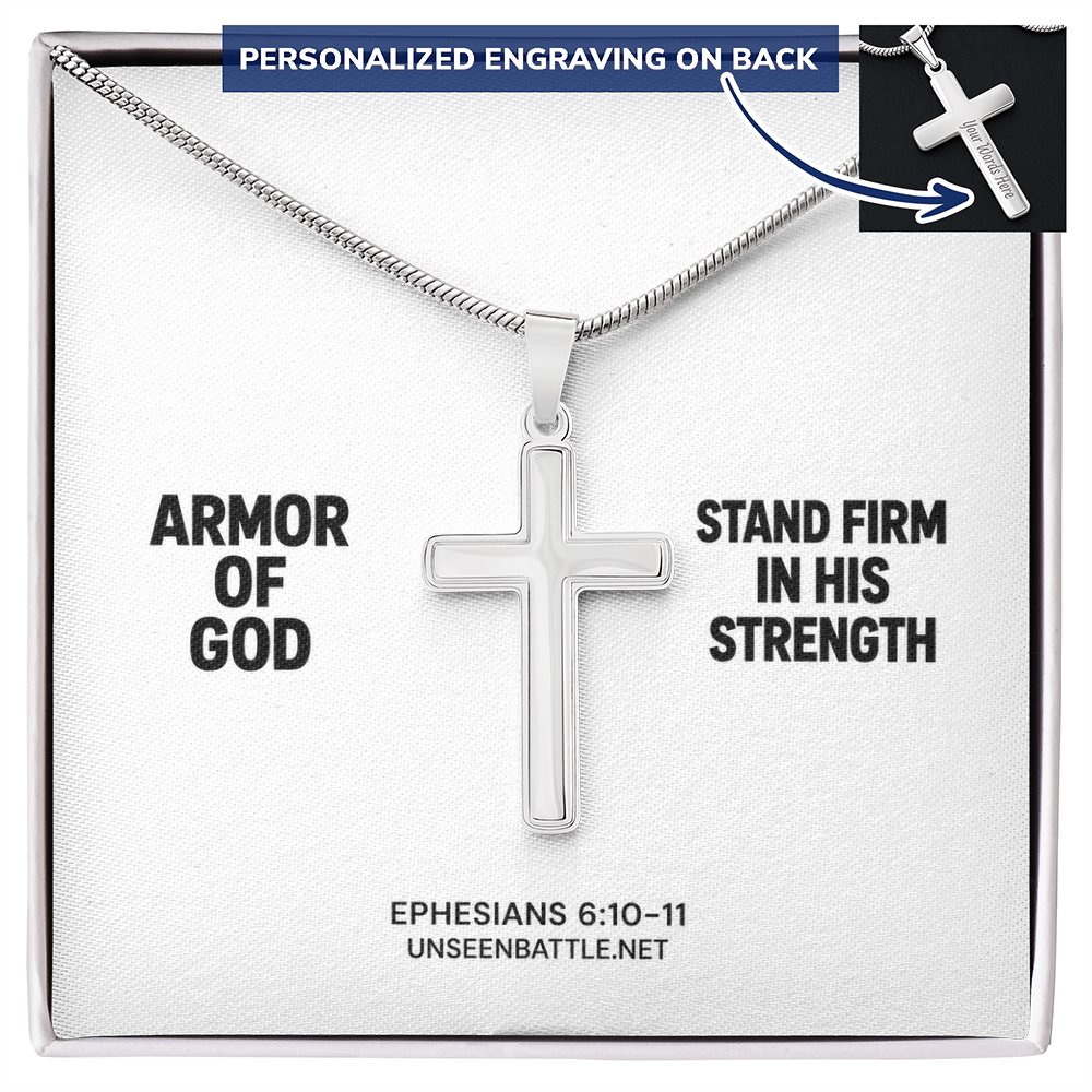 Personalized Armor of God Cross Necklace – Snake Chain