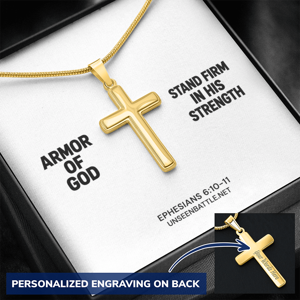 Personalized Armor of God Cross Necklace – Snake Chain