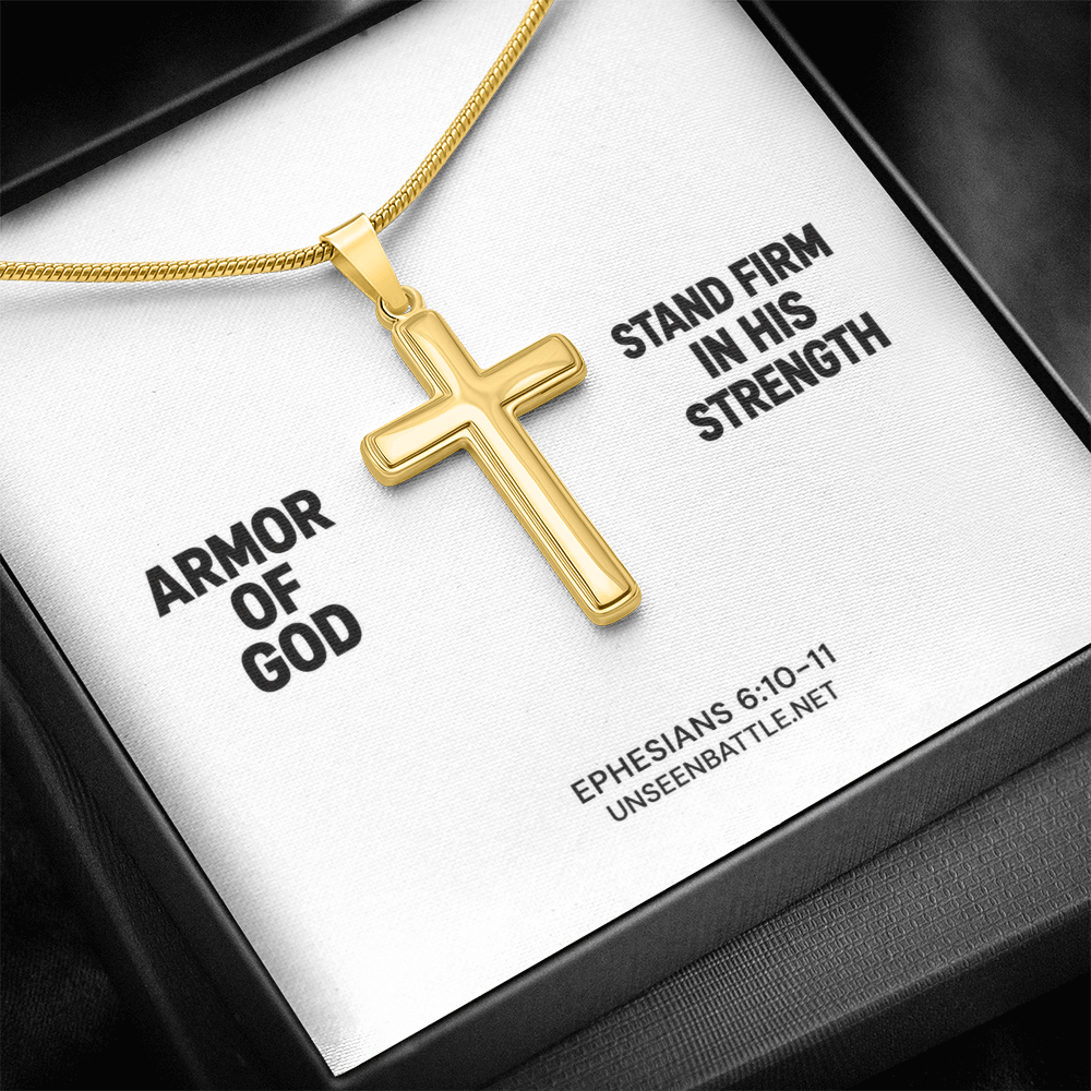 Personalized Armor of God Cross Necklace – Snake Chain