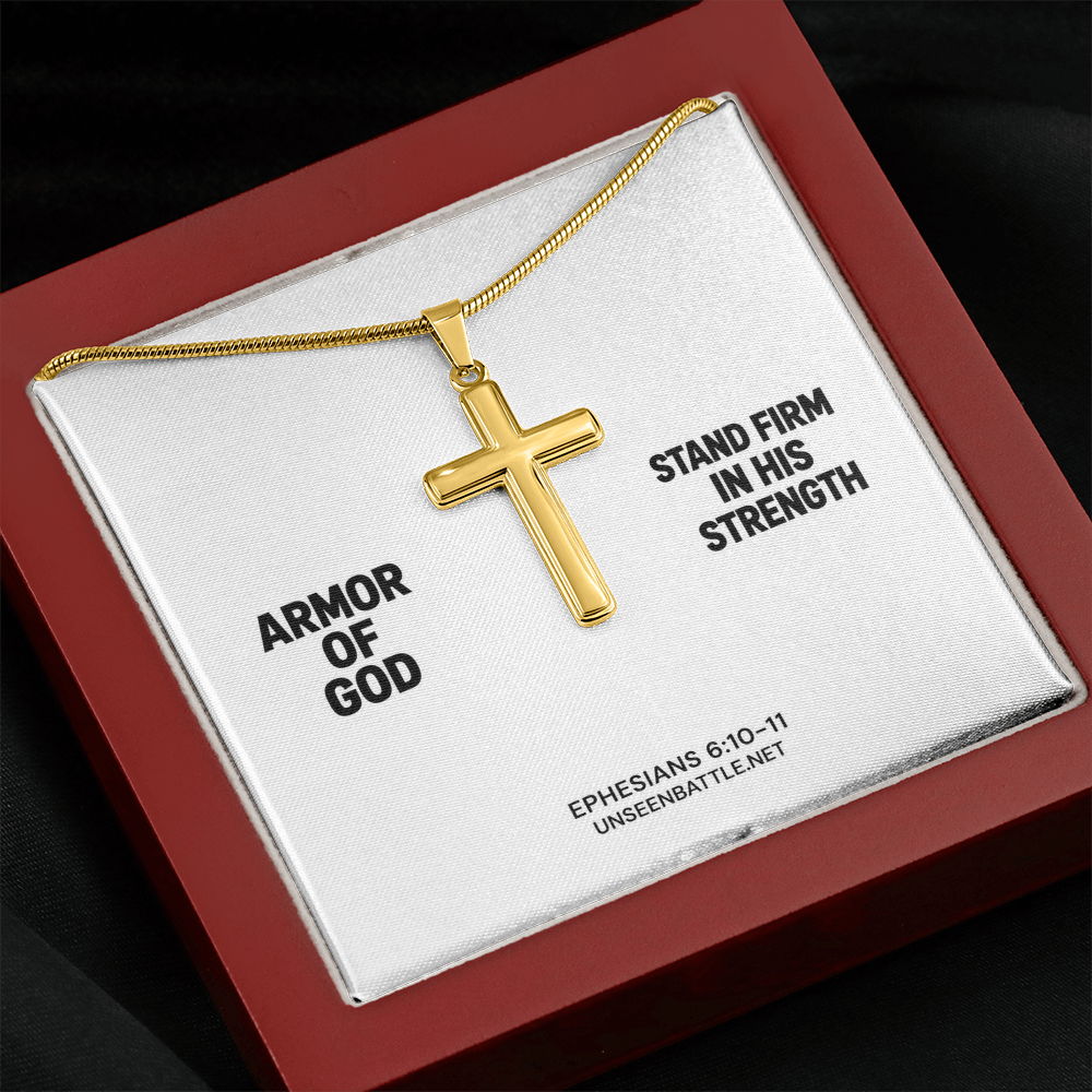 Personalized Armor of God Cross Necklace – Snake Chain