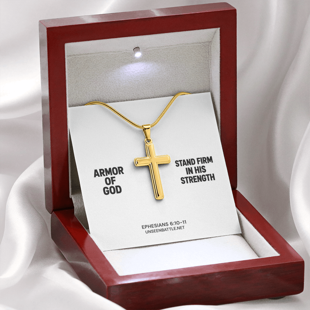 Personalized Armor of God Cross Necklace – Snake Chain