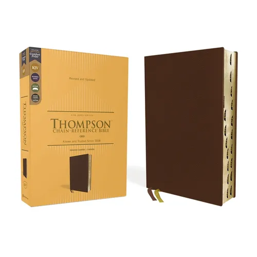 Kjv, Thompson Chain-Reference Bible, Genuine Leather, Calfskin, Brown, Red Letter, Thumb Indexed, Comfort Print