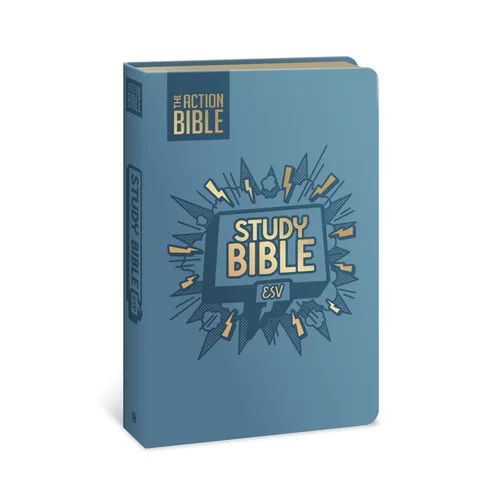 The Action Bible Study Bible Esv, Leathersoft, Blue, Full Color